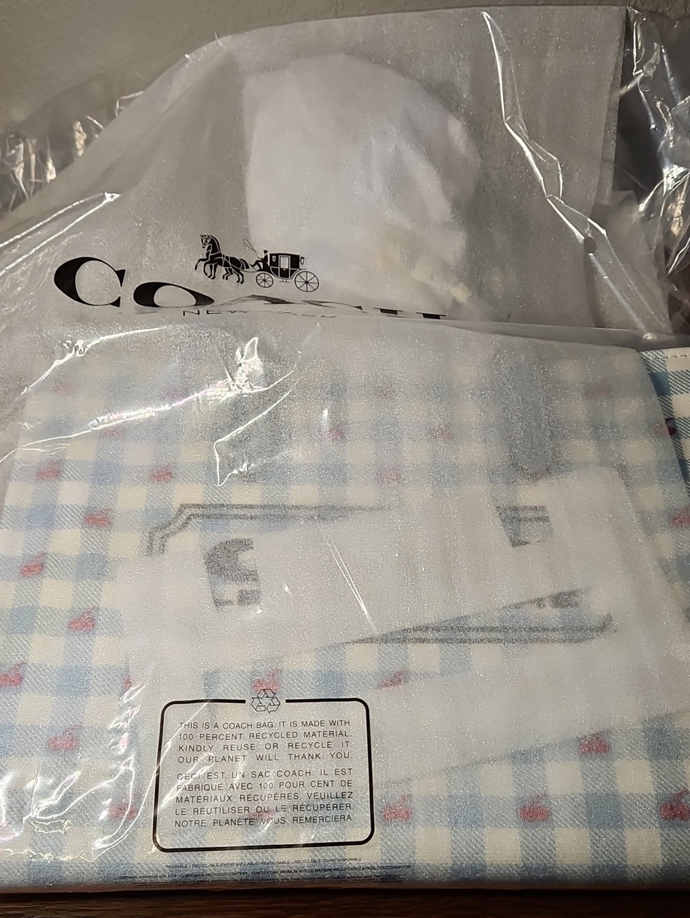 Coach Tote Bag With Gingham Print - Picture 4 of 5